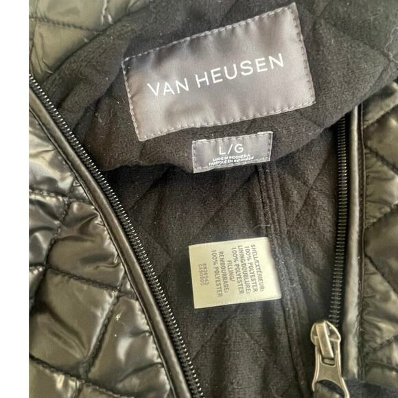 VAN HEUSEN PUFFER VEST MEN INSIDE POCKETS Sz L BLACK MOCK NECK COZZY VERSATILE - Picture 11 of 16